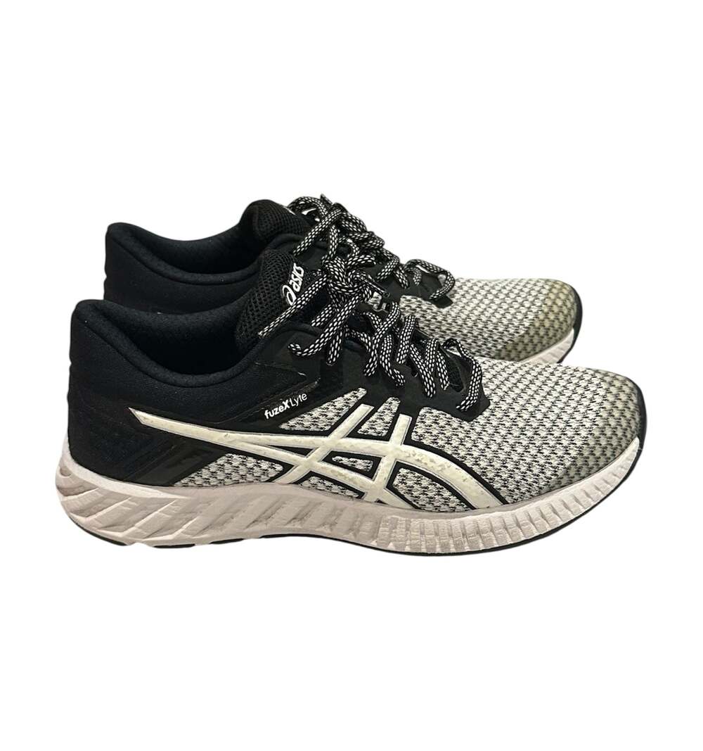 ASICS Fuzex Lyte 2 Black/White Running Shoes T769N Women's Sz 7½